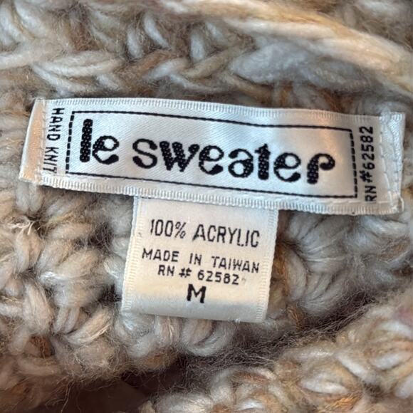 Vintage 80s Le Sweater Hand Knit Zip Up Sweater Jacket - Picture 3 of 3